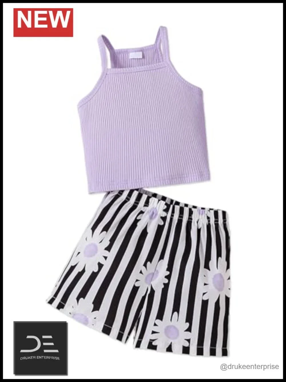 Toddler Girls 2-Piece Summer Outfit Tank Top Floral Shorts Set Cotton Blend